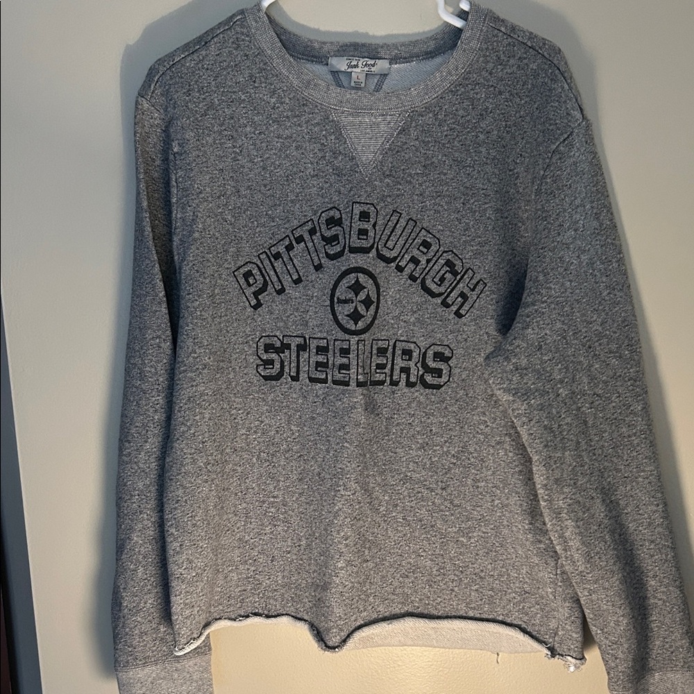 Junk Food Clothing Gray Pittsburgh Steelers Women's Sweatshirt